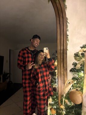 Red Buffalo Plaid Holiday Onesie Pajamas - Home Holiday